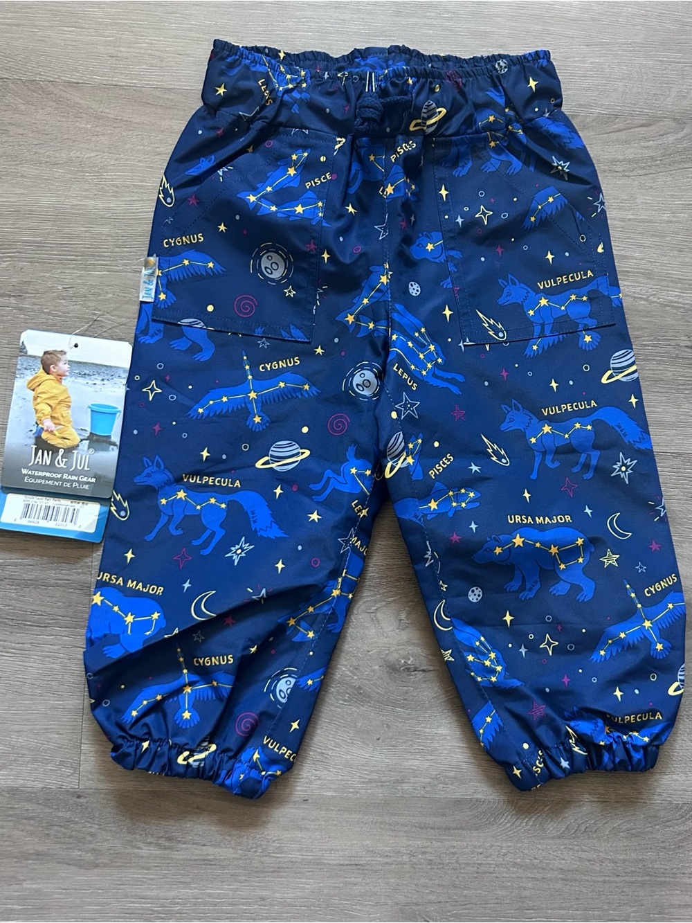 Jan & Jul NWT Constellations Rain Pants Size 1T Waterproof Blue Puddle Dry